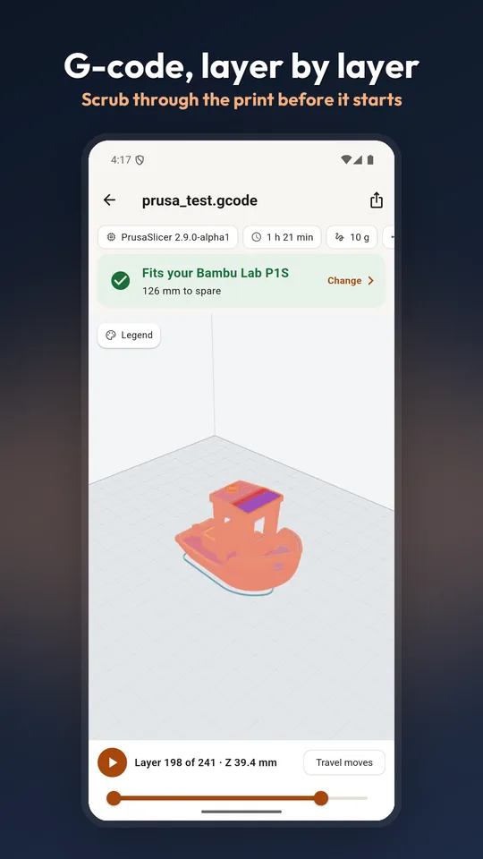 G-code layer viewer with a layer scrubber