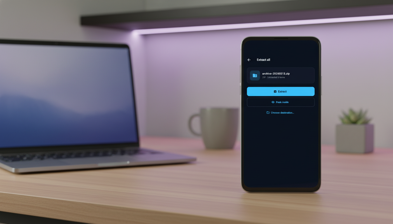 ZIP Archive Manager app screen