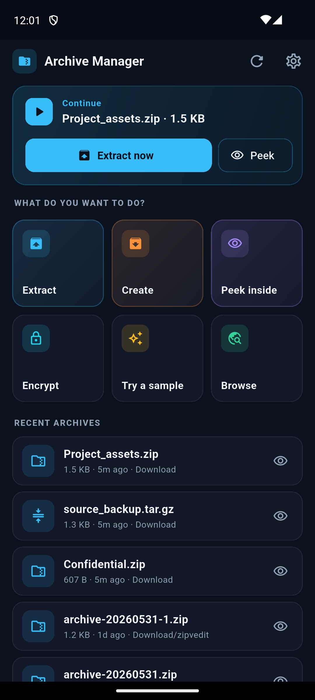 ZIP Archive Manager screenshot 1